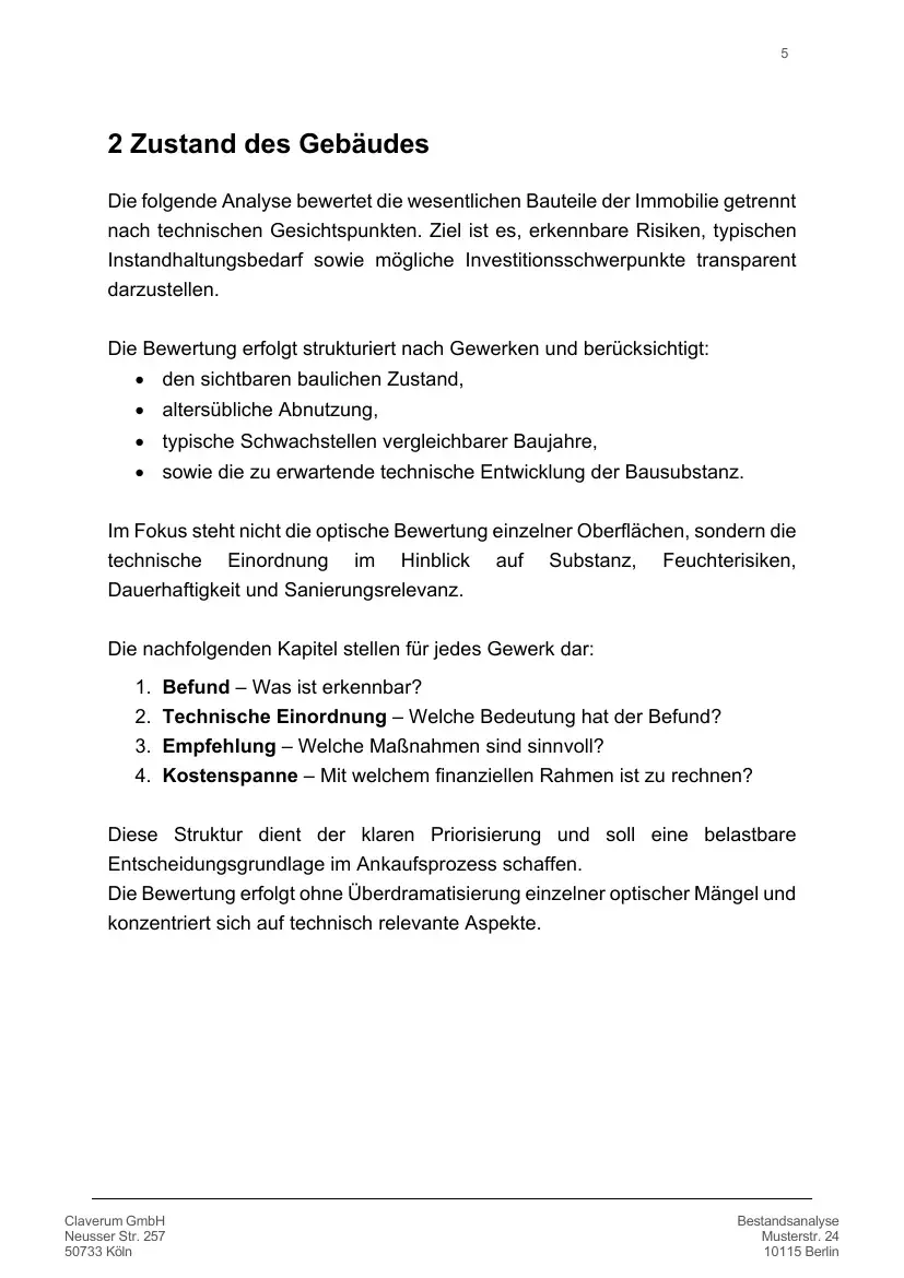 Mustergutachten – Detailanalyse